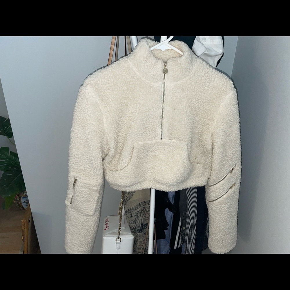 Fuzzy half zip crop sweater from Meshki!